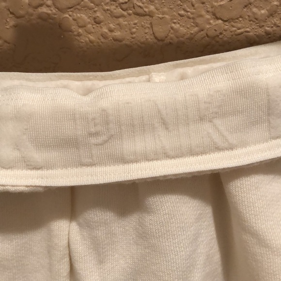 NWT PINK Victoria’s Secret Fold-over Short. Medium. Cream/ivory color. Fleece. - Picture 8 of 16